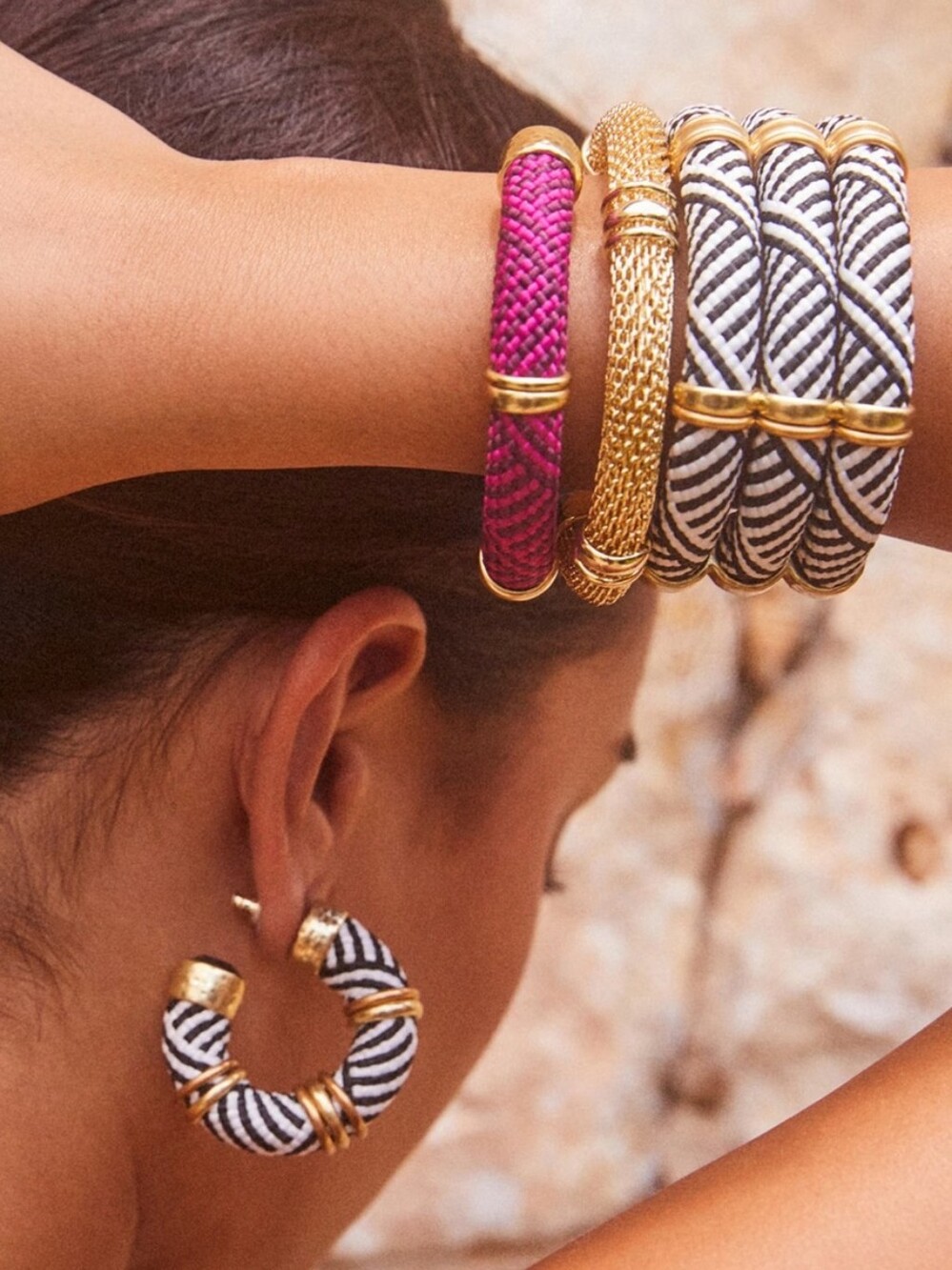 Kendra Scott MAYA Cuff Bracelet In Pink And Yellow Gold Tone